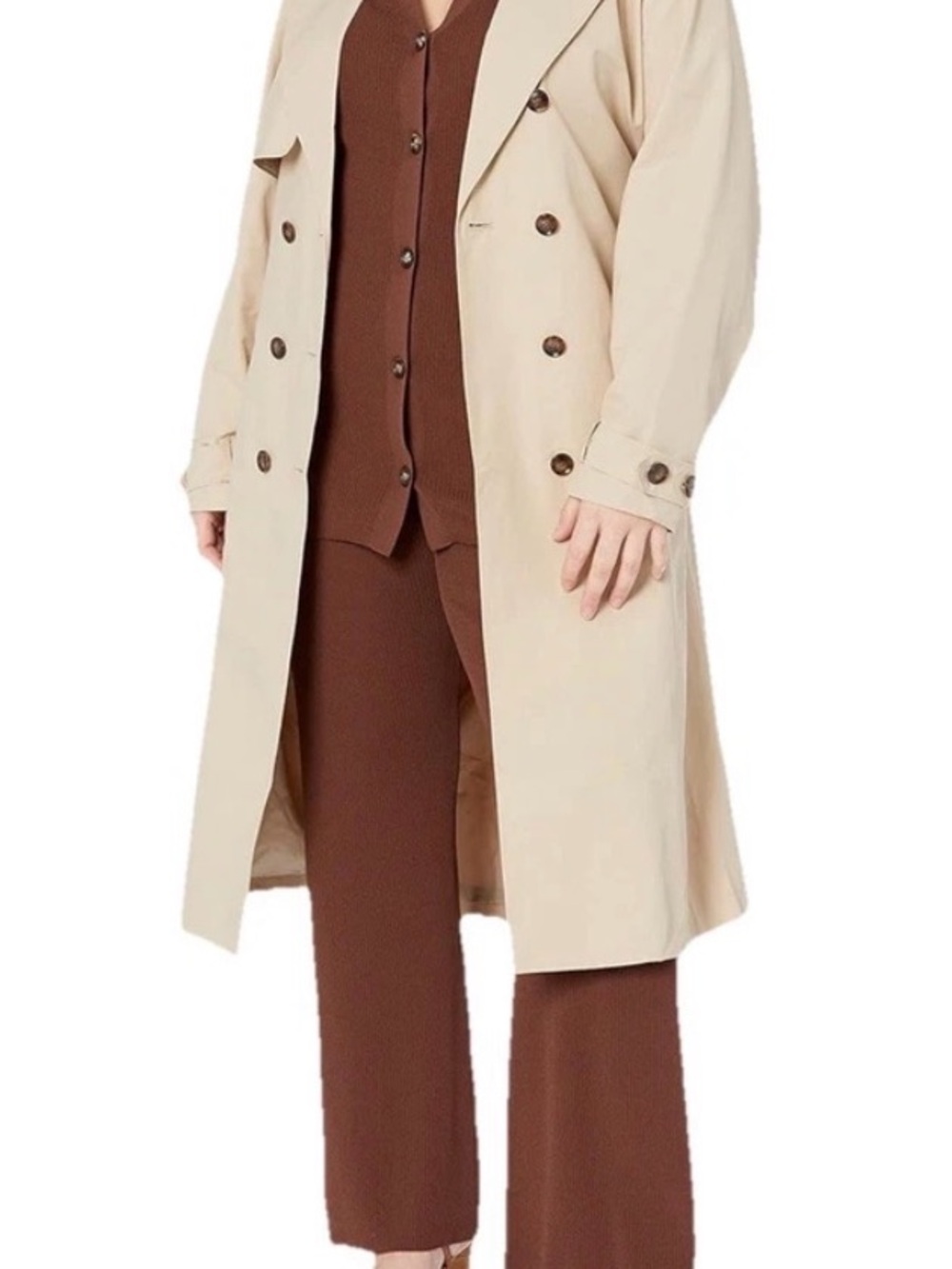 The Drop Classic Cream Double-Breasted Trench Coat - Women's XL